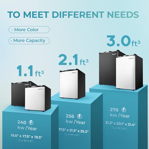 EUHOMY Mini Freezer Countertop,1.1 Cubic Feet, Single DoorCompact Upright Freezer with Reversible Stainless Steel Door, Removable Shelves, Small freezer for Home/Dorms/Apartment/Office(Silver)