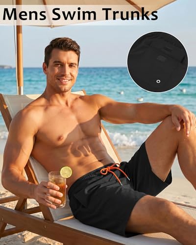 Image of Justay Mens Swim Trunks with Compression Liner 2 in 1 Quick Dry Board Shorts 7 Inch Bathing Suit Swimming Trunks for Men