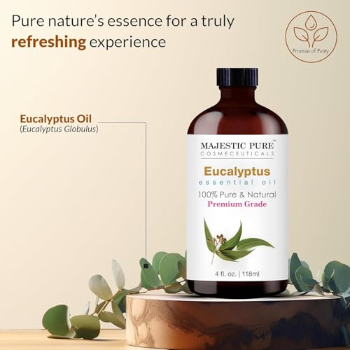 Image of Majestic Pure Eucalyptus Essential Oil for Diffuser - 4 Fl Oz (Pack of 2) | 100% Natural Essentials Oils for home fragrance, diffuser use, massage, DIY candles, DIY soaps, Aromatherapy
