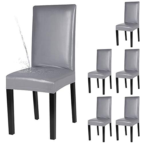 YISUN Dining Chair Covers, Solid Pu Leather Waterproof and Oilproof