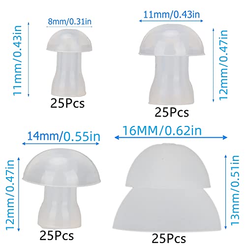 100 Packs Universal Hearing Aid Domes - 4 Sizes X 25 Pack For Each: Small, Medium, Large & X-Large Earbud Replacements And Bte Hearing Sound Amplifiers Universal Domes #TOP1