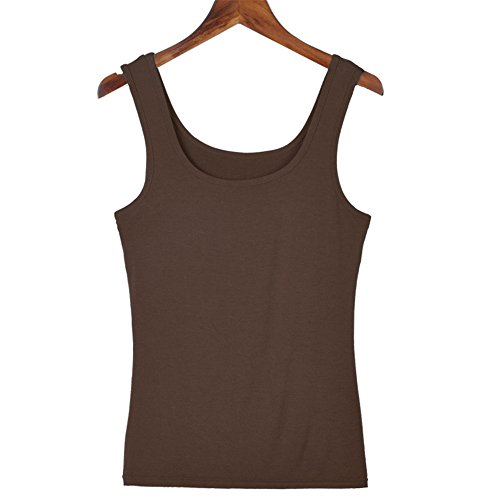 MiziHome Womens Soft Modal Solid Color Round Neck Sleeveless Tank Top Camisole Brown