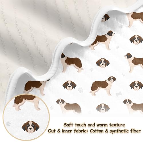 Image of Dog St Bernard Cute Baby Swaddle Blanket for Boys and Girls, Muslin Baby Receiving Swaddle Blanket, Soft Cotton Nursery Swaddling Blankets for Newborn Toddler Infant