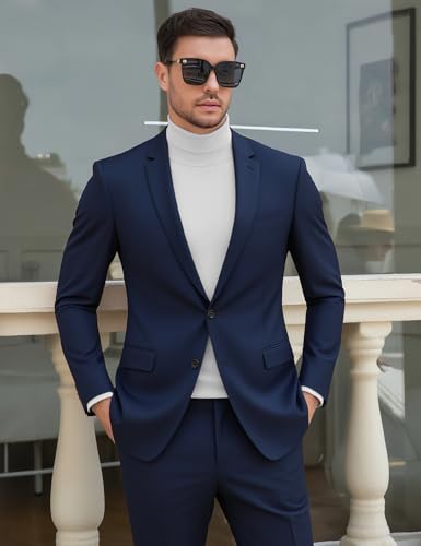 Image of Men's Turtleneck Casual Basic High Neck Long Sleeve T Shirts Half Neck Lightweight Pullover Sweater