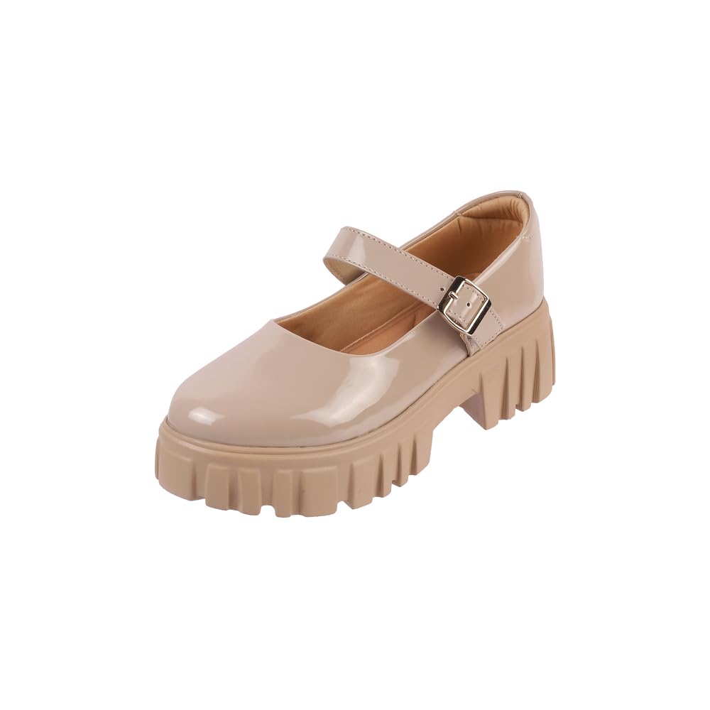 Mochi Women Synthetic Platform Block Heel Mary Jane Shoes