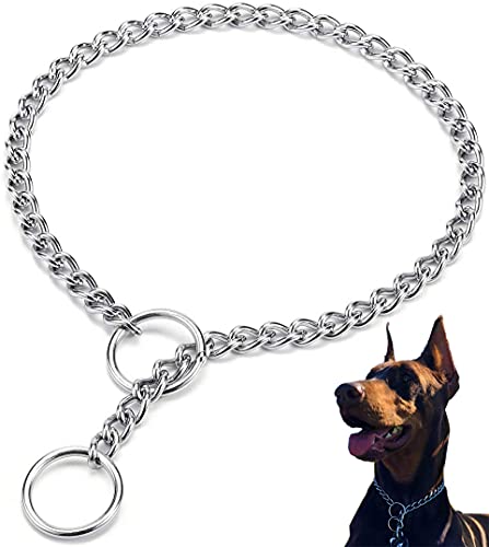 Mystercome Dog Slip Collar - Metal Chewproof P Chain for Training - Choke Collar Adjustable Weather Proof Alloy for Small Medium Large Dogs 15inch, 2.0mm