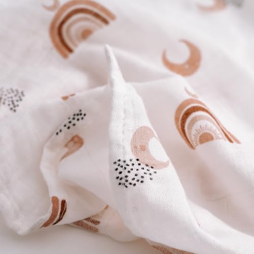 Image of GLLQUEN BABY Receiving Blanket Boy Cotton Muslin Swaddle Blankets Girl Newborn Squares Breathable & Soft Thin Baby Blankets Cloths Double Absorbent Infant Swaddling Wrap - 3 Pack (Sun)