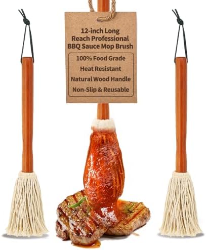 12 Inch BBQ Sauce Basting Mops Cotton Fiber 3-Pack