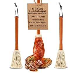 BBIMPROVE YOUR BBQ GAME - These Mopping Brushes keep your meat moist and full of flavor by allowing you to easily add mop, sauce, marinate, or tenderizer to your BBQ ribs, brisket, chicken, and pork while cooking. ABSORBENT DESIGN - Our BBQ Sauce Mop...