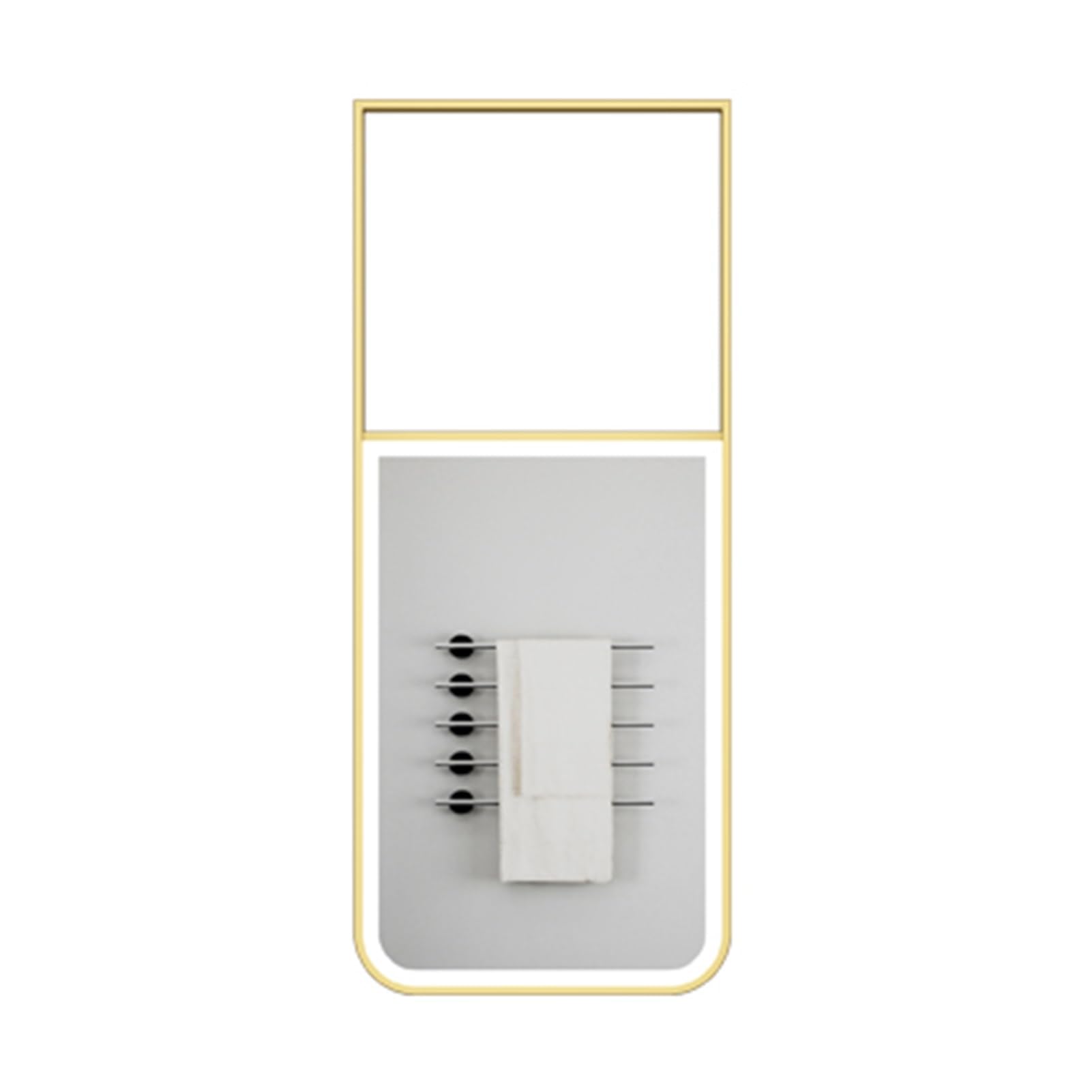 Lustro Sufitowe Z Oświetleniem, Prostokątne Wiszące Lustro Toaletkowe, Obsługa Dotykowa, Metalowa Rama I Szkło HD, Do Wystroju Łazienki(Gold,50x100cm)