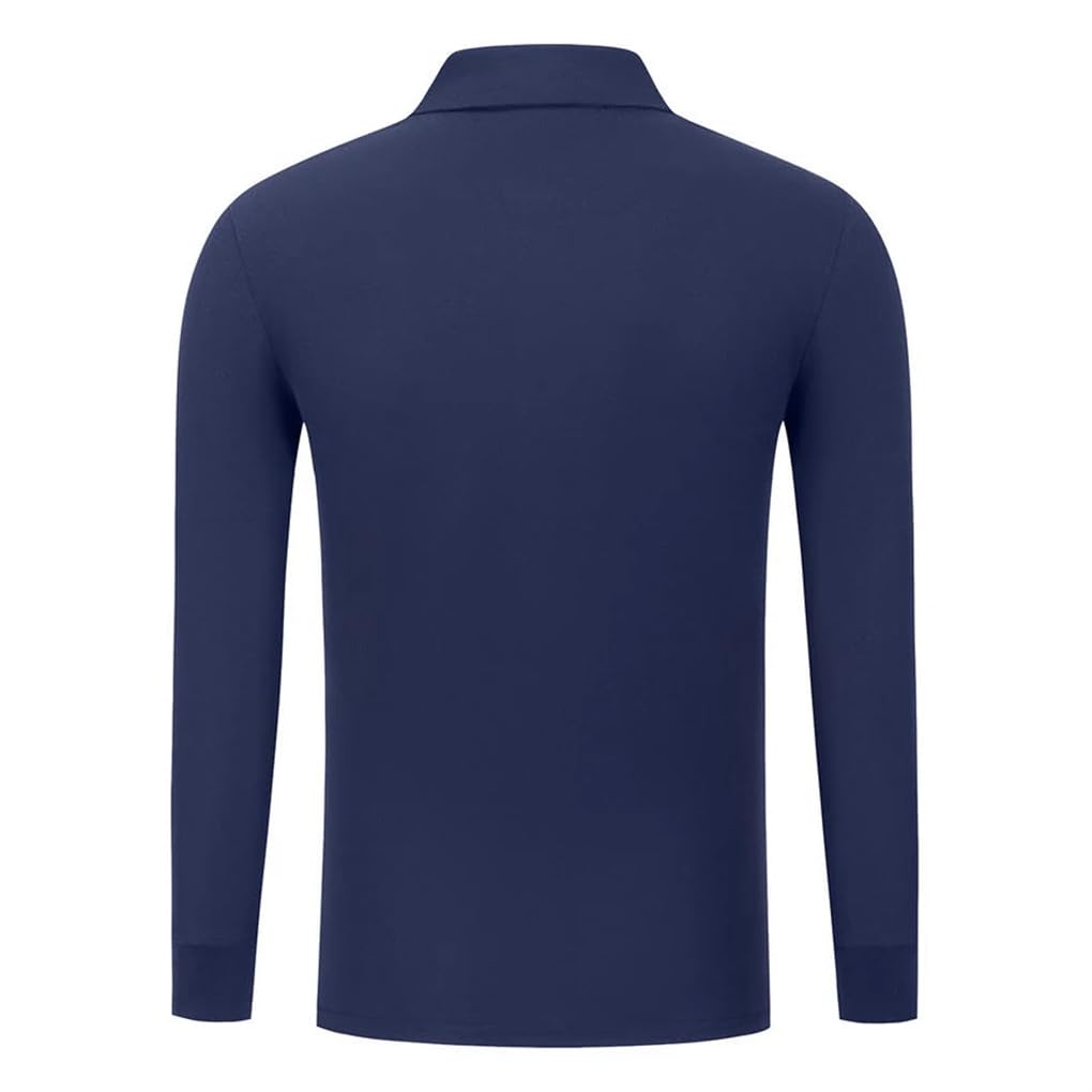 Rfmfkkg Polo da golf da uomo, a maniche lunghe, con risvolto, tinta unita, con bottoni