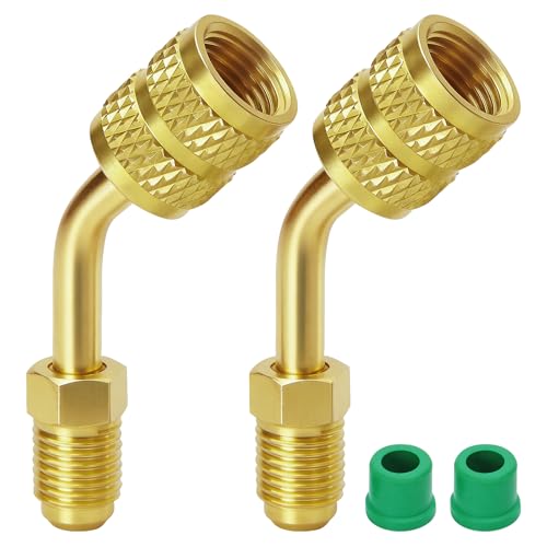 Volisau 2 Pcs R410a Adapter HVAC Adapter 5/16 SAE Female Quick Coupler to 1/4 Male HVAC Vacuum Charging Port Connectors Mini Split Adapter for Air Conditioner Refrigeration Service