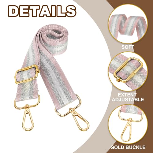 Image of PATIKIL Purse Strap, Wide Shoulder Strap Adjustable Crossbody Bag Straps Universal Replacement Shoulder Bag Belt for Women's Handbags Canvas Guitar Bag Backpack, Pink