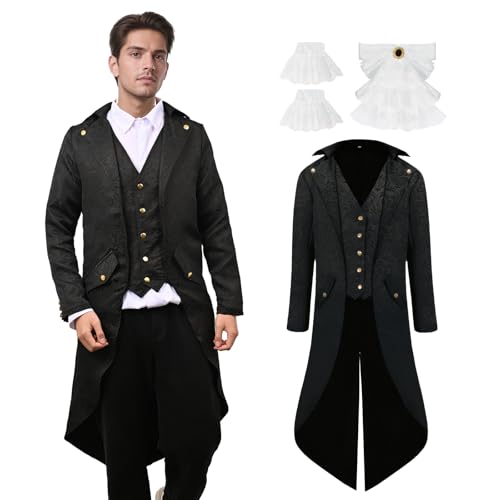 YORDET Abrigo medieval steampunk gótico retro para hombre,