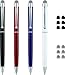 ChaoQ Stylus Pen, 4 Pcs Hybrid Mesh Fiber Tip Stylus Pens and Ballpoint Pens for Touch Screen Devices with 6 Extras Mesh Fiber Tips 6 Rubber Tips (4 Pens and 12 Tips) - Black, White, Red, Blue