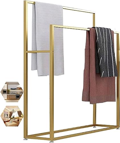 Soporte de metal independiente para toallas de suelo, elegante colgador de toallas de baño y organizador de almacenamiento para toallas de baño, diseño de ahorro de espacio (D 65 x 20 x 110 cm)