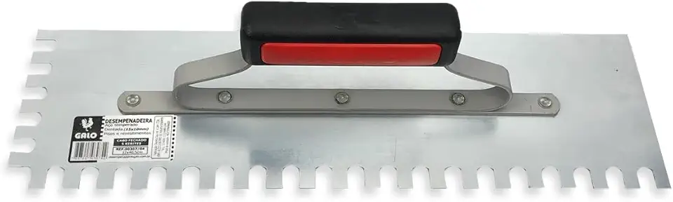 Desempenadeira Dentada Galo Aço Temperado 400mm X 120mm Cabo Fechado Para Argamassa Azulejo Contra Piso Original P/Pedreiro - (307/04)