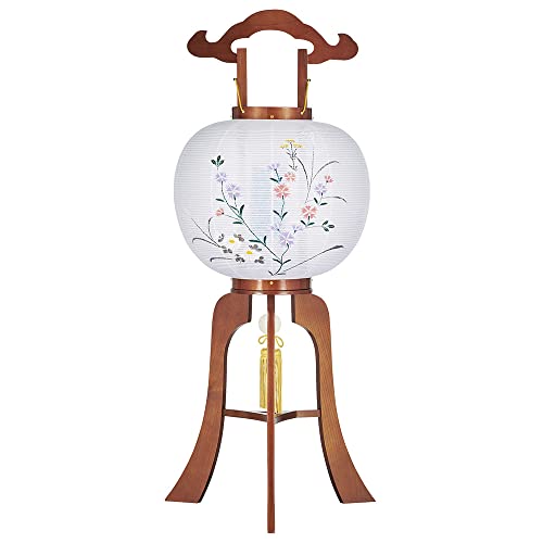 仏壇屋 滝田商店 盆提灯 盆ちょうちん LED コードレス 回転行灯 11号 撫子 0611 ◆高さ84cm×火袋径34cm◆ 手描き 置き提灯 証明書付