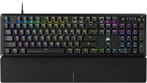 CORSAIR K70 CORE RGB Mechanical Wired Gaming Keyboard with Palmrest – Pre-Lubed MLX Red Linear Switches, SOCD, ABS Double-Shot Keycaps, Sound Dampening, Media Control Dial, QWERTY NA – Black
