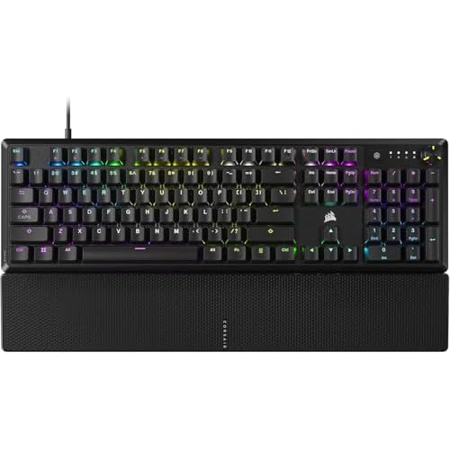 CORSAIR K70 CORE RGB Mechanical Wired Gaming Keyboard with Palmrest – Pre-Lubed MLX Red Linear Switches, SOCD, ABS Double-Shot Keycaps, Sound Dampening, Media Control Dial, QWERTY NA – Black