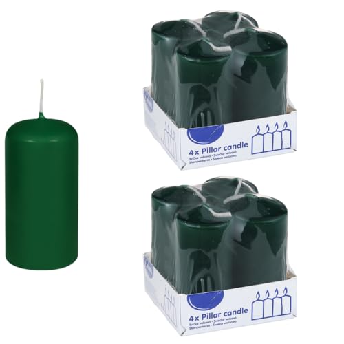 Stumpenkerzen Dunkelgrün 18 DeinPack Stumpenkerzen dunkelgrün - 8 Stück | Ø 4 x 8 cm |...