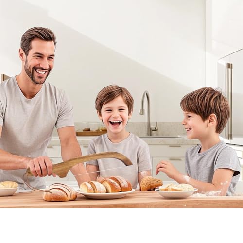 Suzmei Bread Slicer, 15.7x2.4 Inch Stainless Steel Bread Bow Saw with Bamboo Handle for Sourdough, Bagels, Baguettes - Image 2