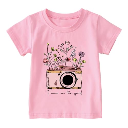 Image of Kids Short Sleeve Tees Toddler Crewneck T-Shirts Boys Girls Dino Raccoon Excavator Silly Goose Flower Girl Tops 2-7 Years
