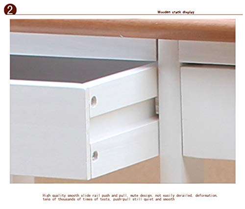 Seven&Plus Solid Wood Folding Utility Cart Kitchen & Dining Room Cart 2-Drawer Removable Storage Cabinet Storage Rack with Rolling Wheels White - Thumbnail 3