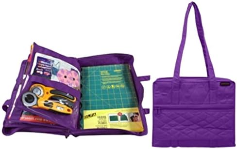 Yazzii Quilter’s Project Bag with 19 Pockets – Sewing Accessories Organizer - Sewing Supplies Organizer Tote for Quilting, Embroidery, and Sewing Purple