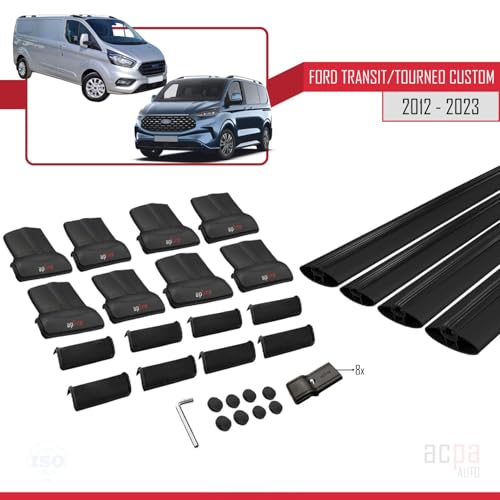 Barres de toit Ford Tourneo Custom V362 robustes en alliage noir