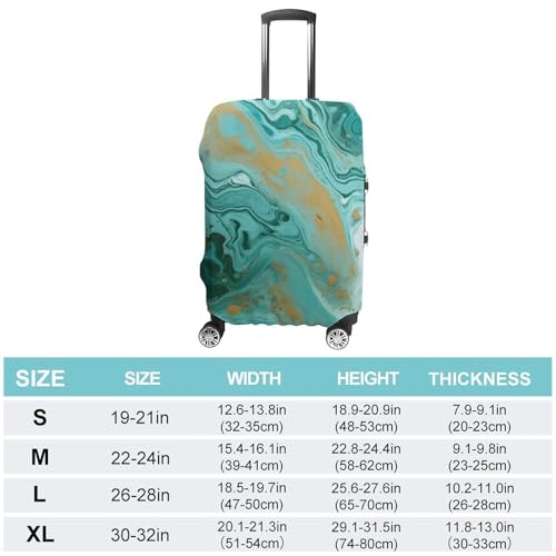 Teal And Gold Marble Luggage Cover Tsa Approved Suitcase Covers for Luggage Elastic Washable Suit Case Covers Anti-Scratch Travel Luggages Sleeve Suitcase Protector Fits 19-30 Inch Case(L)2