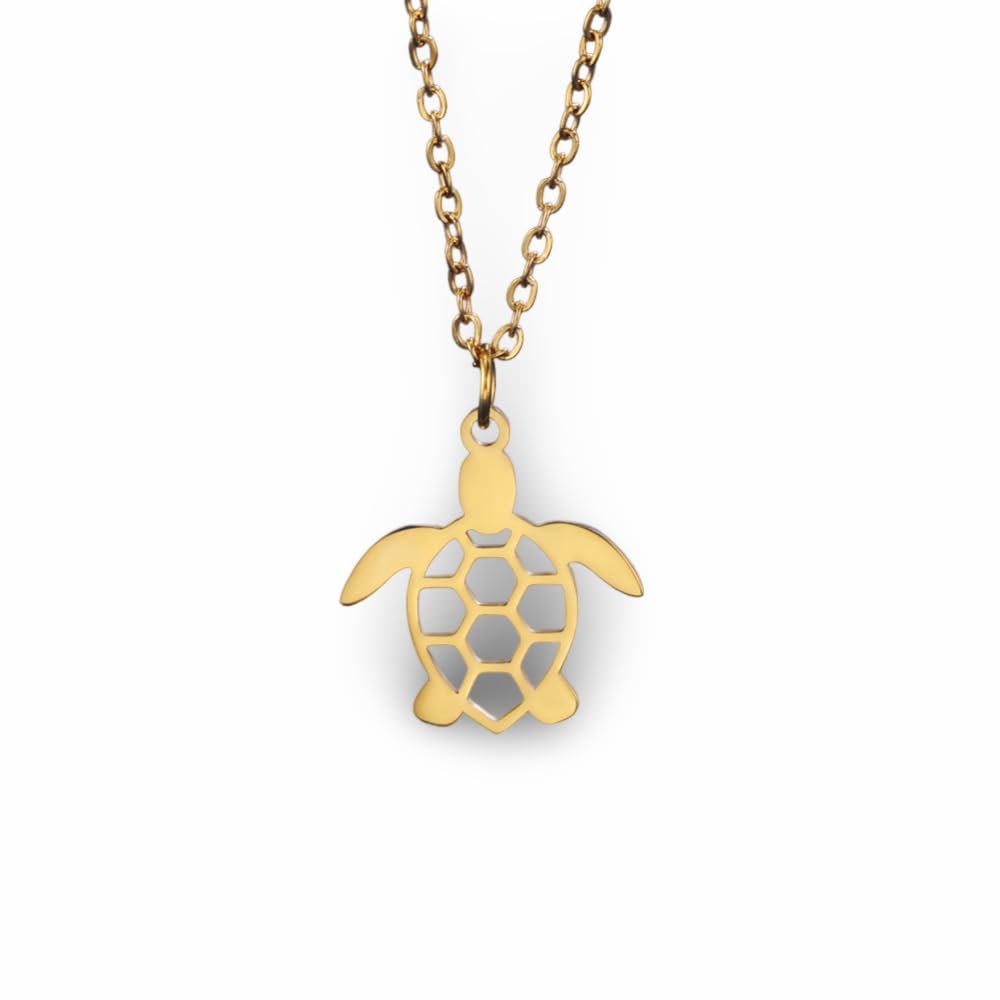 Stainless Steel Sea Turtle Pendant Necklace, Cutout Shell Design