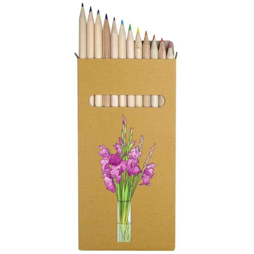 Azeeda 12 x 'Vase Of Gladiolus Flowers' Long 178mm Coloured Pencils/Pencil Set (PE00065835)