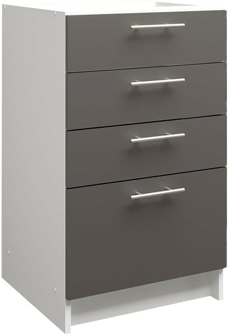 JD Greta Kitchen Base Drawer Cabinet – 500mm – Base Kitchen Unit (Without Workop) - Dark Grey Matt