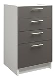 JD Greta Kitchen Base Drawer Cabinet – 500mm – Base Kitchen Unit (Without Workop) - Dark Grey Matt