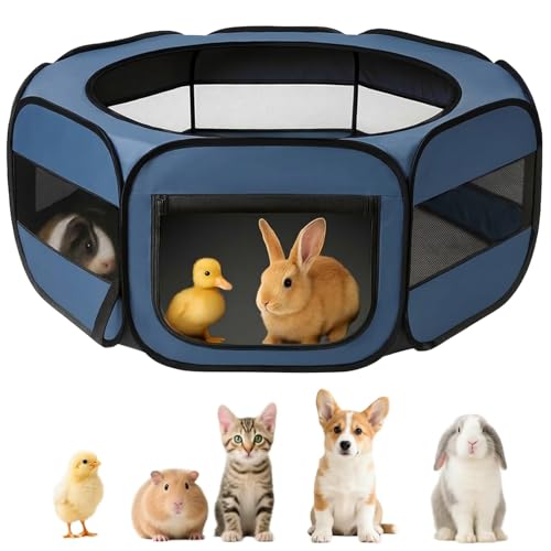 Image of UWE Extra Large Small Animal Playpen, Waterproof Foldable Pet Pen, Blue