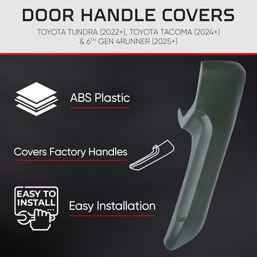 Image of AJT DESIGN Door Handle Covers Compatible with Toyota Tundra (2022+), Tacoma (2024+) & 4Runner (2025+) | Interior Accessories | High Strength ABS Plastic | Made in USA | 4 Piece Set - Army Green