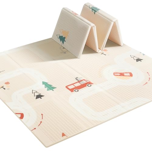 Image of BG-BABYGO Baby Play Mat 47x47 Foldable Baby Play Mat for Playpen 50x50 Playpen Mat Reversible Foam Play Mat for Baby to Play on Floor 0.4" Crawling Baby Girl Play Mat for 50x50 Playpen(47 * 47 * 0.4)