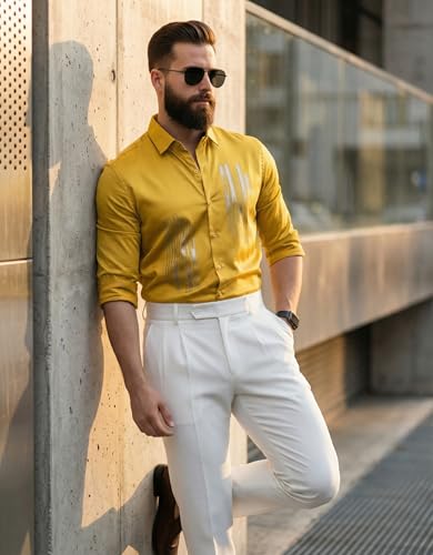 Image of IndoPrimo Men's Stylish Satin Shirt for Party and Casual Wear - Exclusive Designer Full Sleeve Shirt for Men - Pilar