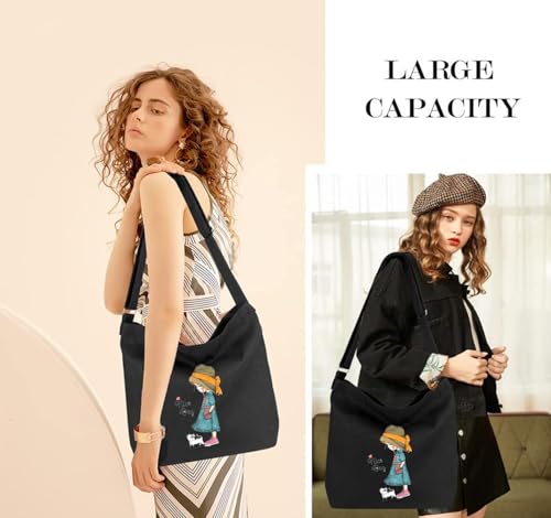 Image of Lify Women's Retro Large Size Canvas Shoulder Bag Hobo Crossbody Handbag Casual Tote - 1 Piece