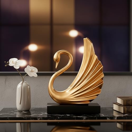 Estatua de cisne dorada moderna en resina miniatura 6