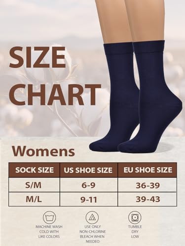 Image of COTTON DAY Women's Soft Combed Cotton Socks Seamless Toe Black White Navy