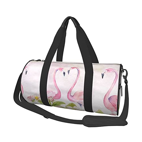 Sac de voyage imprimé flamants roses noir sac de sport One Size