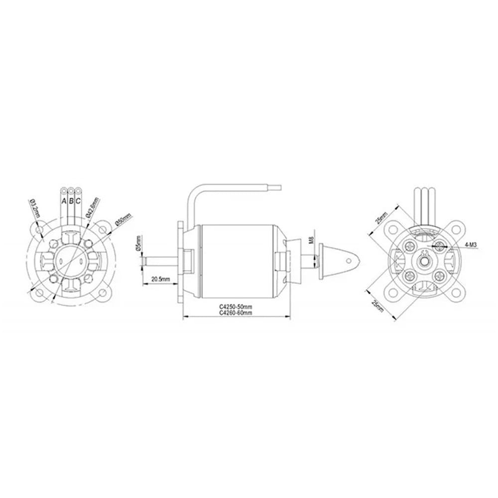 Bürstenloser Motor 335KV 400KV-890KV Flugzeug Multicopters RC Flugzeug FIT for 14Pole C4260 C5045 C5055 C5065 UAV FPV-Ersatzteil(C5055 760KV)