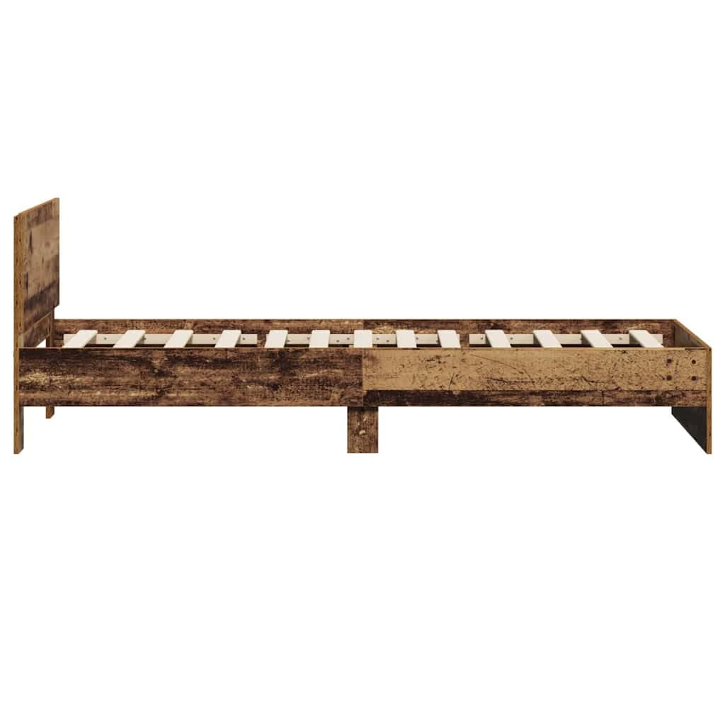 Marco de Cama con Cabecera de Madera Rústica 75 x 190 cm, Estructura Moderna y Resistente con Acabado Mate, Diseño Contemporáneo para Dormitorio, Fácil Ensamblaje