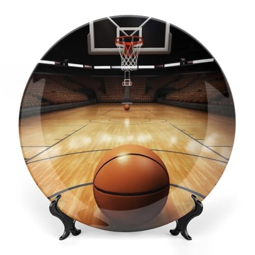 Plato decorativo de porcelana Bone China baloncesto 7 pulg miniatura 1