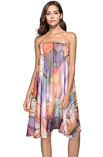 Afibi Women Full/Ankle Length Blending Maxi Chiffon Long Skirt Beach Skirt (X-Large, Design N(7)) #TOP1