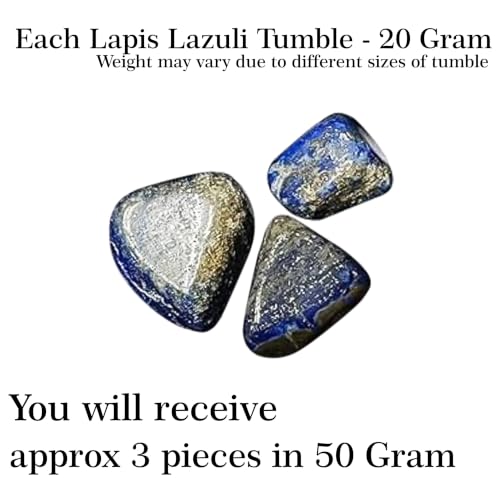 Image of Crystal Lapiz Lazuli Tumble Stone | 50 gm Approx | Tumbled Gemstones | Reiki Healing Stones | Aquarium Gravel | Home, Garden,Table Decor| Pack of 1|