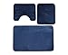 Produktbild TA&MA STORE-Badematten Set 3 teilig Badezimmerteppich rutschfest Badteppich Badvorleger maschinenwaschbar 80x50 Badematte+50x40 WC Vorleger Duschvorleger (DUNKEL BLAU, 80X50 3'ER Set)