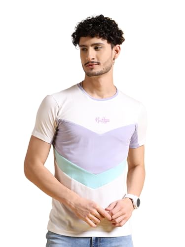 Image of The Indian Garage Co Men Drop Shoulder Loose fit Colourblocked Round Neck Tshirt